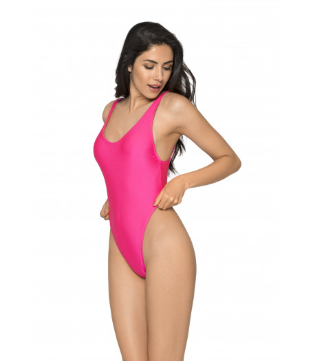Neonově růžové jednodílné plavky s tanga střihem RELLECIGA Baywatch